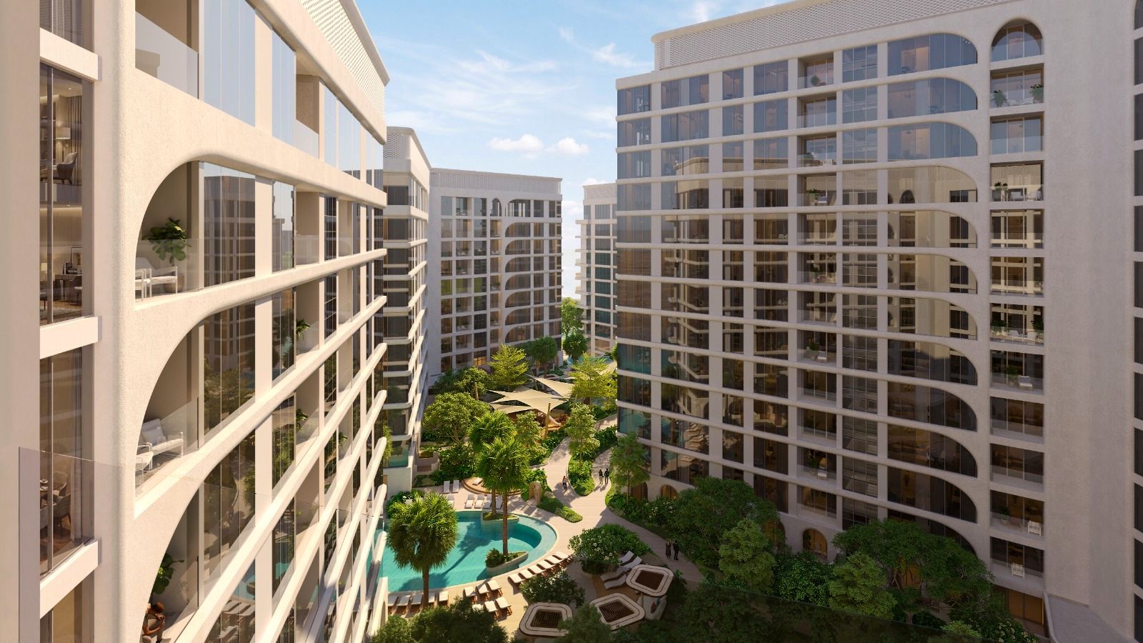 Landscaped courtyard and pool